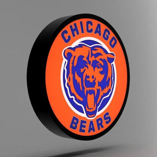 Chicago Bears Round Logo inspired - LED Lightbox - Lamp/Sign FYLZGO Signs