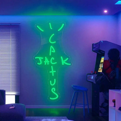 CACTUS JACK Neon Sign, Neon Light Sign for Pub Bar Wall Decoration, Rap Talking West coast Bedroom Wall Decor, Bar Hip-Hop Pub Party Decor FYLZGO Signs