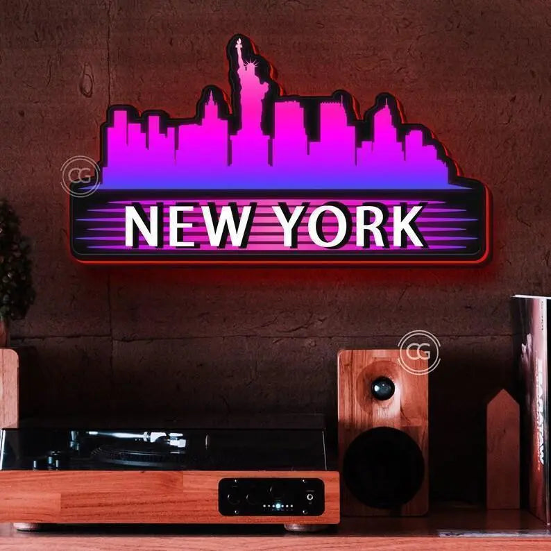 City Skyline Led Sign Custom Wall Decor, Custom Led Light Box, 3D Print Sign Birthday Gifts, LightBox Custom Name Sign, Personalized Gifts FYLZGO Signs