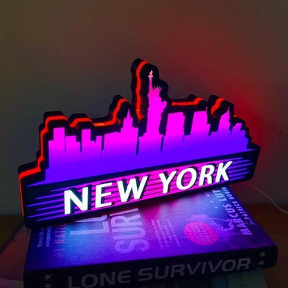 City Skyline Led Sign Custom Wall Decor, Custom Led Light Box, 3D Print Sign Birthday Gifts, LightBox Custom Name Sign, Personalized Gifts FYLZGO Signs