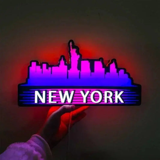 City Skyline Led Sign Custom Wall Decor, Custom Led Light Box, 3D Print Sign Birthday Gifts, LightBox Custom Name Sign, Personalized Gifts FYLZGO Signs