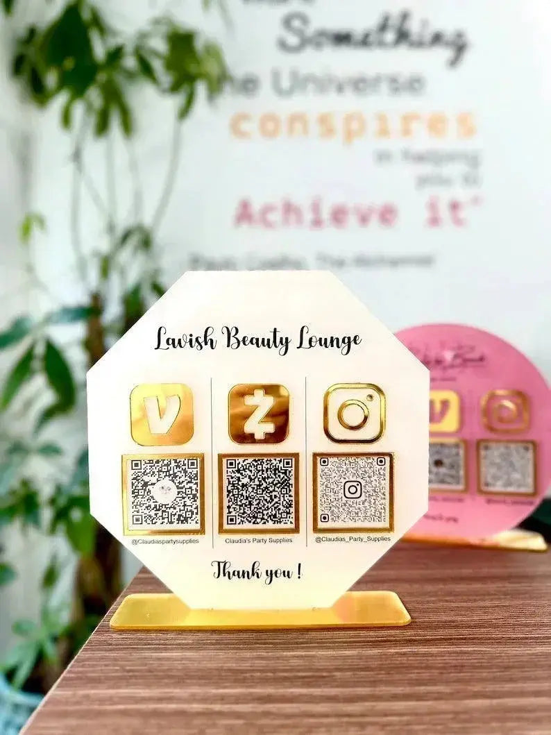 Mini qr code sign, QR Code Sign Social Media, QR Code Display Sign Acrylic, Custom QR Code Sign, Payment Method Sign, Custom Logo Sign FYLZGO Signs