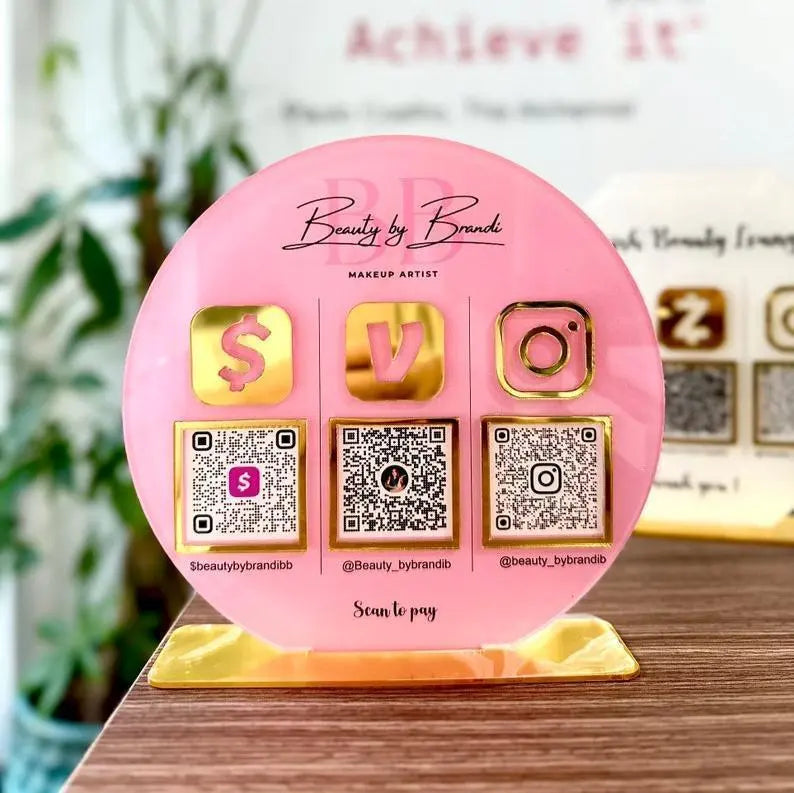 Mini qr code sign, QR Code Sign Social Media, QR Code Display Sign Acrylic, Custom QR Code Sign, Payment Method Sign, Custom Logo Sign FYLZGO Signs