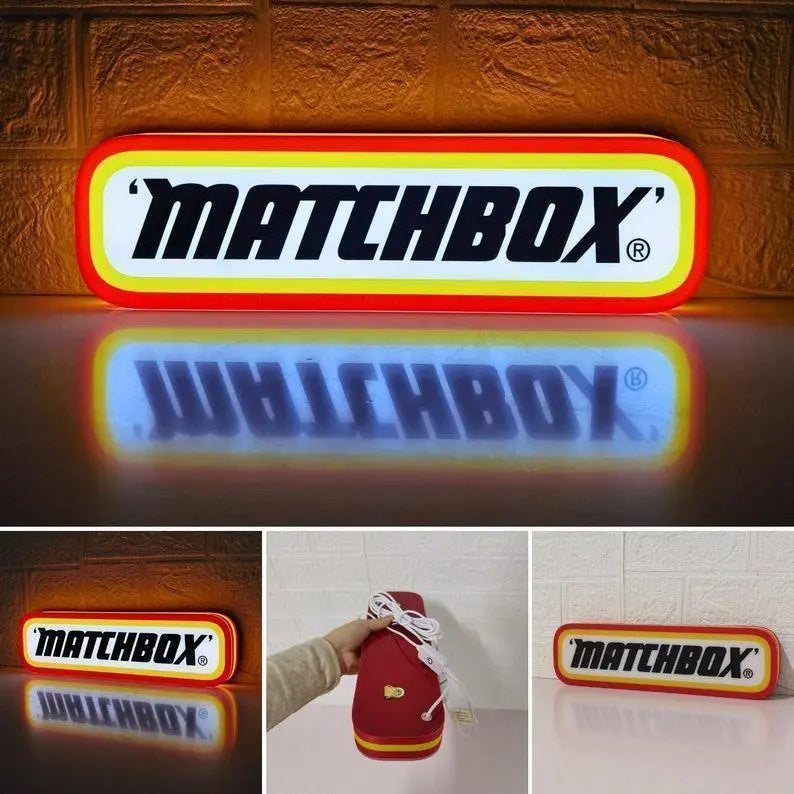 Matchbox Logo Inspired LED Lightbox, Dimmable & USB Powered, Perfect for Matchbox car collectors FYLZGO Signs