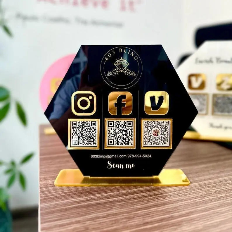 Mini qr code sign, QR Code Sign Social Media, QR Code Display Sign Acrylic, Custom QR Code Sign, Payment Method Sign, Custom Logo Sign FYLZGO Signs