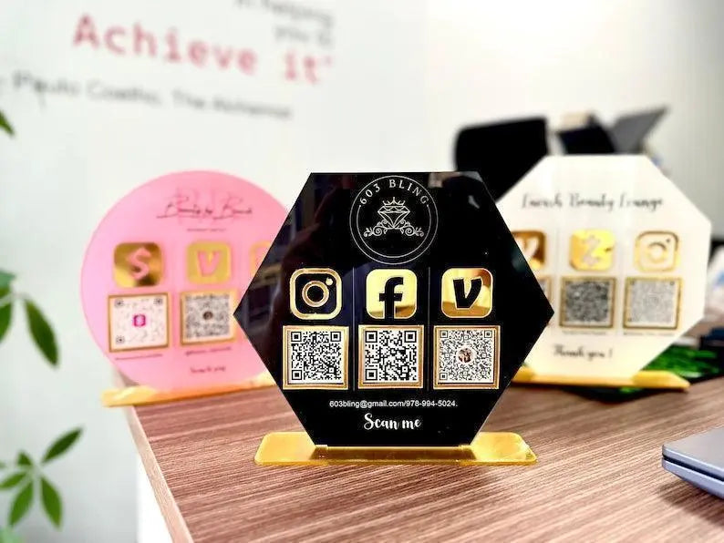 Mini qr code sign, QR Code Sign Social Media, QR Code Display Sign Acrylic, Custom QR Code Sign, Payment Method Sign, Custom Logo Sign FYLZGO Signs