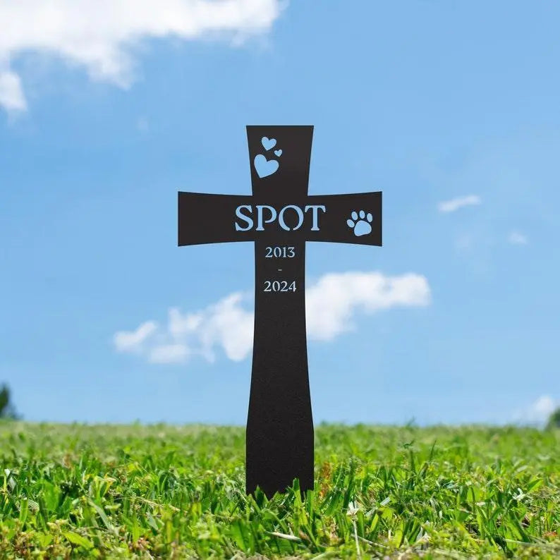 Cross Pet Memorial Personalized Garden Stake | Pet Grave Marker | Pet Loss | Sympathy Gift | Yard Art | Garden Decor | Gift for Her FYLZGO Signs