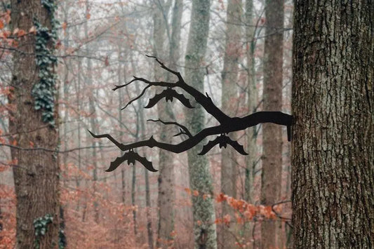 Hanging Bat Metal Tree Stake | Halloween Bat Decoration | Bat Yard Art | Halloween Decor | Halloween Bat | Gothic Decor FYLZGO Signs
