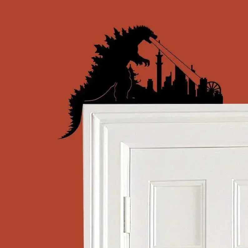 Godzilla Door Frame Topper Metal, Tokyo Dragon Door Topper, Metal Wall Art, Monster Lizard Door Hanging, Godzilla Wall Decor FYLZGO Signs