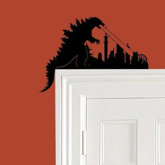 Godzilla Door Frame Topper Metal, Tokyo Dragon Door Topper, Metal Wall Art, Monster Lizard Door Hanging, Godzilla Wall Decor FYLZGO Signs