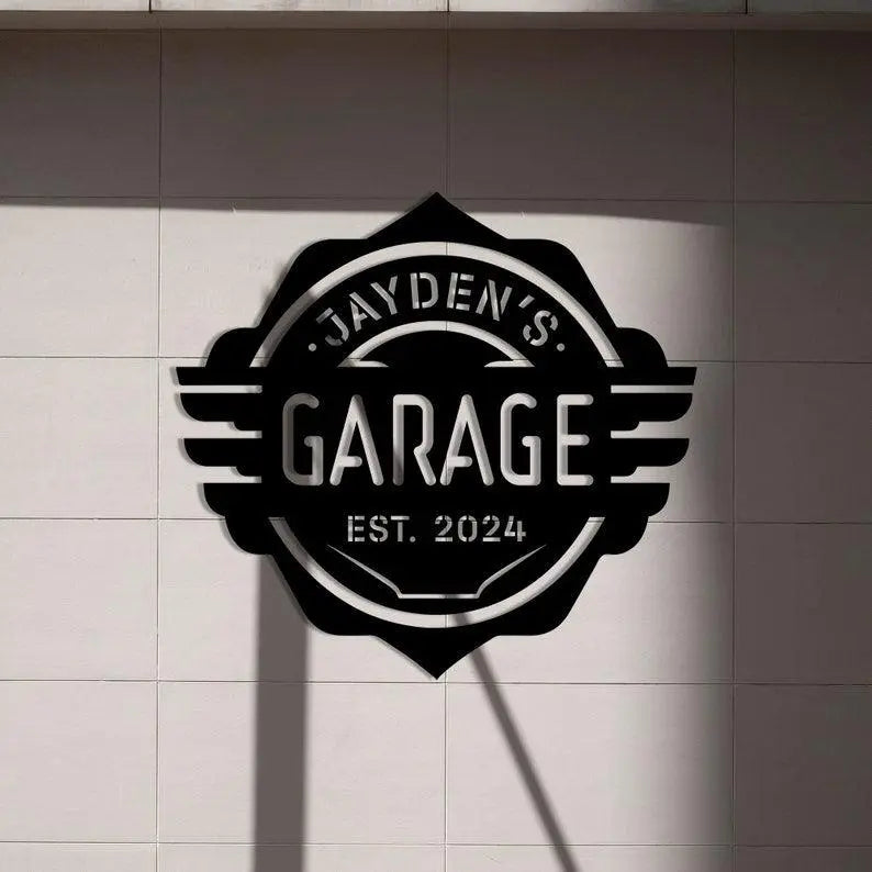 Custom Garage Sign with Led Light, Metal Garage Decor, Garage Gifts for Dad, Garage Name Sign, Workshop Wall Art, Personalized Garage Sign FYLZGO Signs