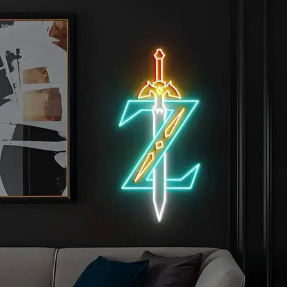 Zelda Master Sword Neon Sign, Game Room Wall Decor, Custom Neon Sign, Led Neon Ligth, Master Sword art Decoration FYLZGO Signs