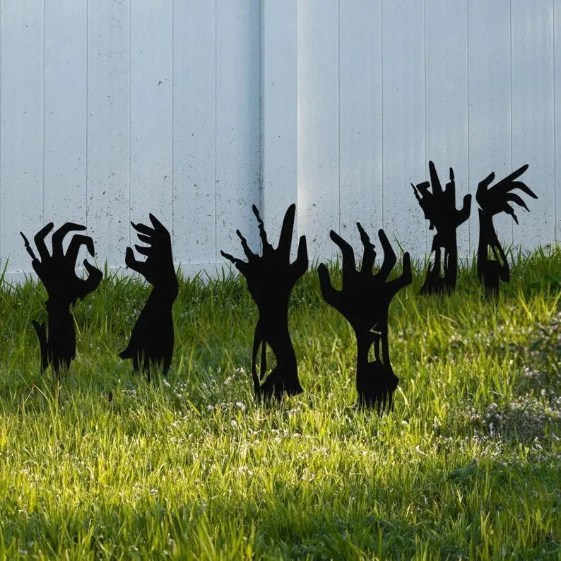 Zombie Hands Metal Sign, Zombie Hands Metal Yard Stake, Halloween Decor, Halloween Sign, Zombie Decoration, Halloween Outdoor Decor FYLZGO Signs