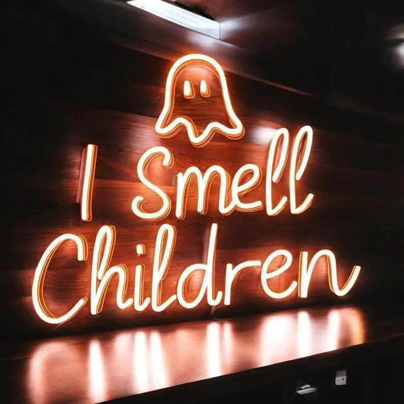 I Smell Children Halloween Neon Sign Decoration | Ghost LED Light | Kid's Room Decor| Indoor Outdoor Neon Sign | Halloween Wall Art Decor FYLZGO Signs