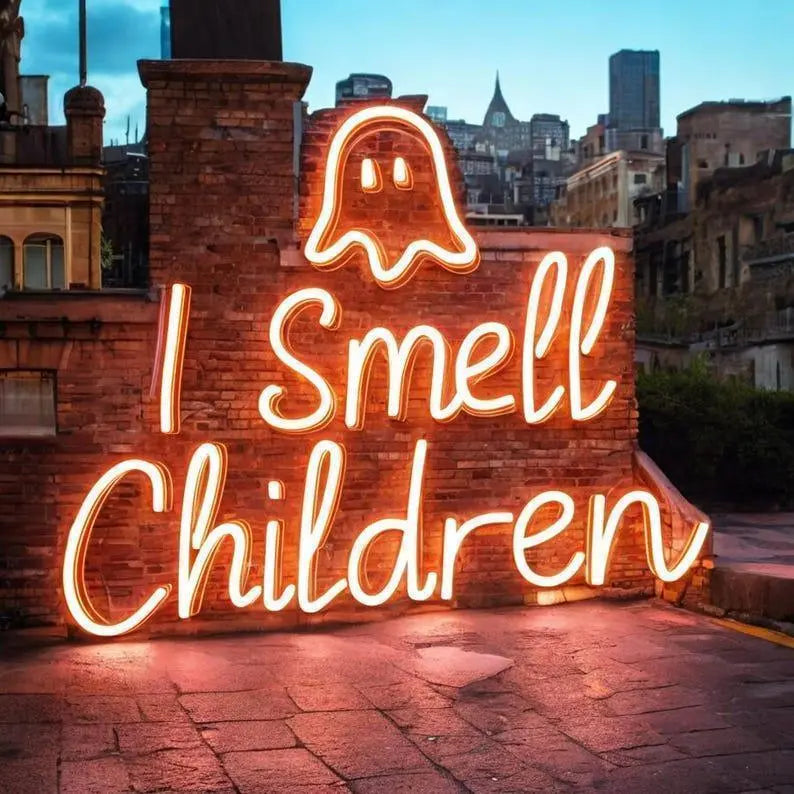 I Smell Children Halloween Neon Sign Decoration | Ghost LED Light | Kid's Room Decor| Indoor Outdoor Neon Sign | Halloween Wall Art Decor FYLZGO Signs