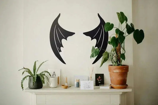 Fantasy Bat Wings Metal Wall Decor | Demon Wings Wall Hanging | Halloween Decor | The Bat Boys Wall Art | Bookish Home Decor NEOUNIK Signs