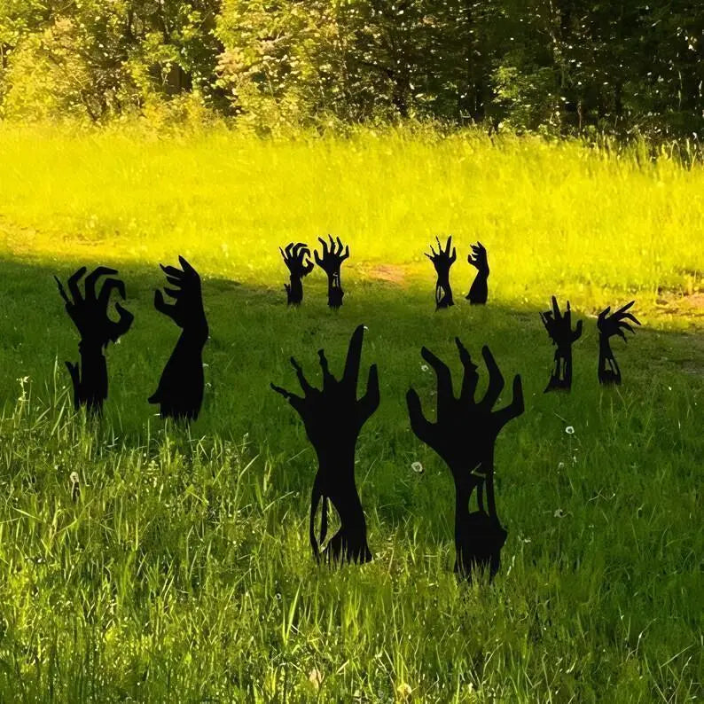 Zombie Hands Metal Sign, Zombie Hands Metal Yard Stake, Halloween Decor, Halloween Sign, Zombie Decoration, Halloween Outdoor Decor FYLZGO Signs