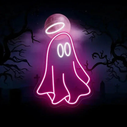 Ghosts Reading Neon Sign,Spooky Halloween Ghost Sign, Funny Ghosts Neon Sign,Halloween Wall Decor, Halloween Party Decor, Book Lover Gift FYLZGO Signs