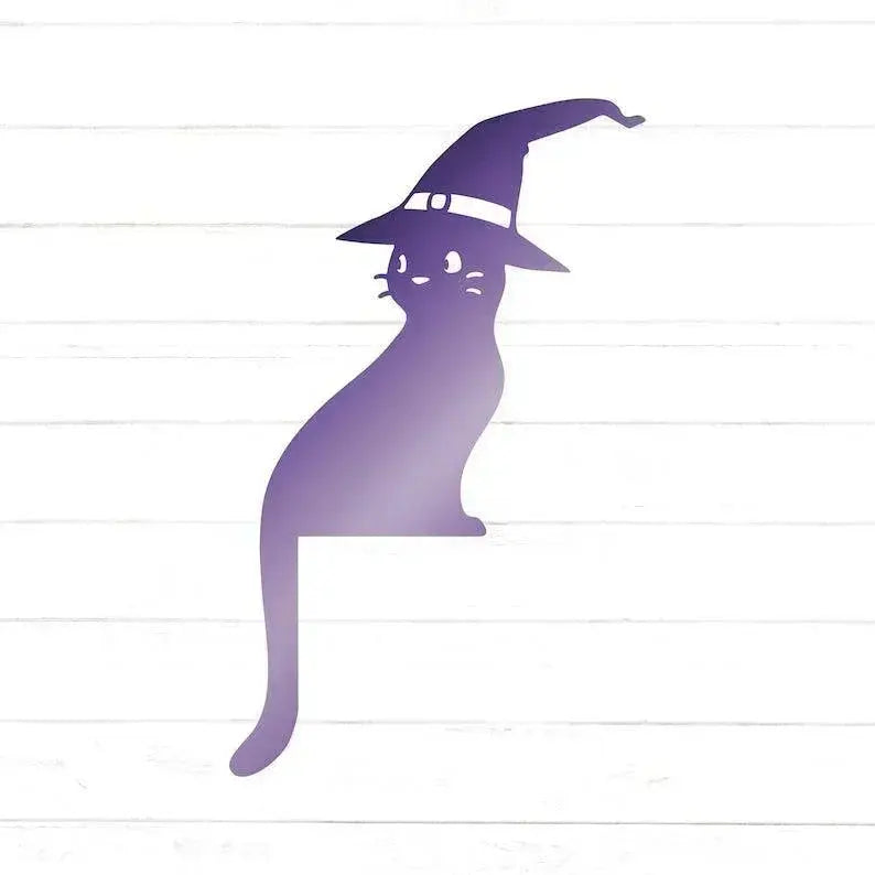 Witch Cat Door Frame Topper Metal | Halloween Witch | Black Cat Decor | Cat Door Frame Decor | Halloween Decor FYLZGO Signs