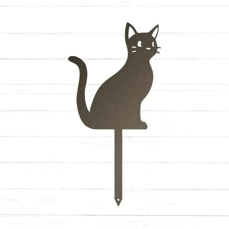 Cute Cat Yard Stake | Garden Decor | Animal Yard Art | Halloween Decor | Black Cat Decor | Halloween Cat | Cat Lover Gift FYLZGO Signs