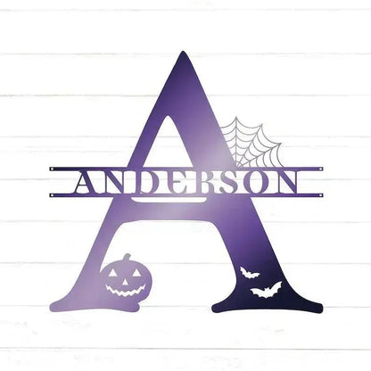 Halloween Monogram Metal Sign, Halloween Last Name Sign, Spooky Metal Monogram, Personalized Halloween Decor FYLZGO Signs