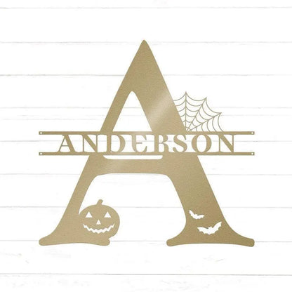 Halloween Monogram Metal Sign, Halloween Last Name Sign, Spooky Metal Monogram, Personalized Halloween Decor FYLZGO Signs