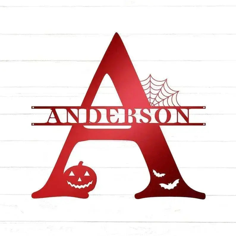Halloween Monogram Metal Sign, Halloween Last Name Sign, Spooky Metal Monogram, Personalized Halloween Decor FYLZGO Signs