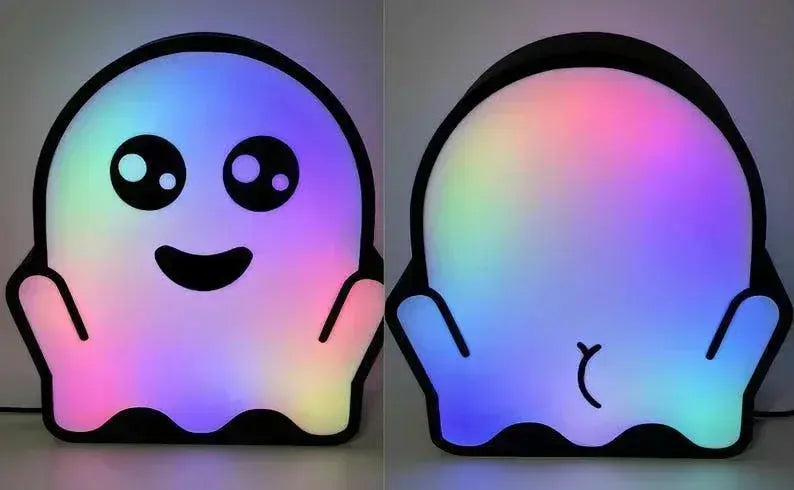Halloween Ghost Light Decoration | Double Sided 3D Printed Ghost LED Light | Halloween Decor | Funny Halloween Decoration FYLZGO Signs