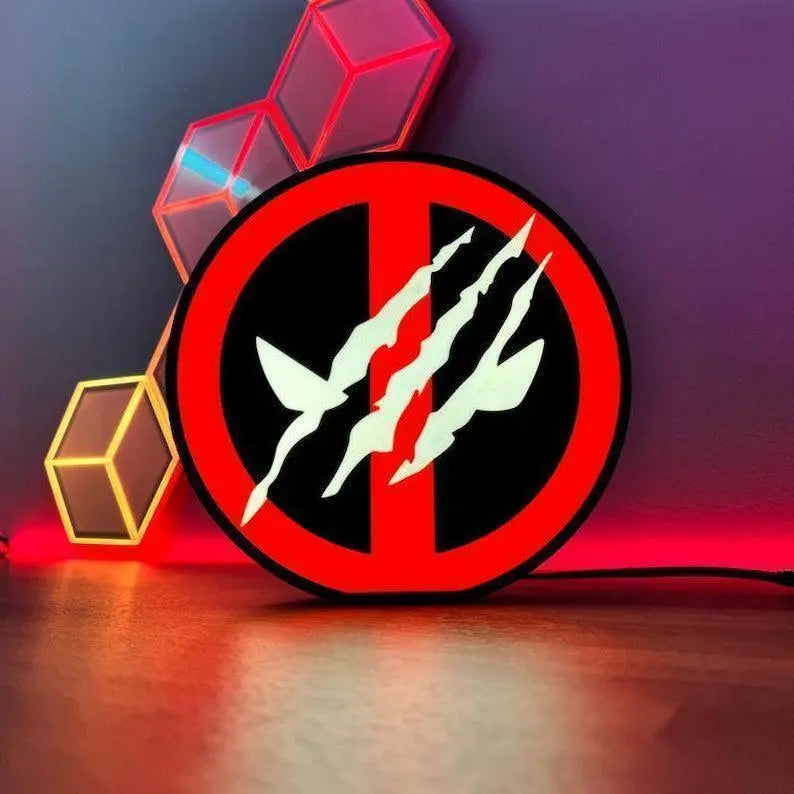 Deadpool Wolverine Inspired LED Light Box FYLZGO Signs