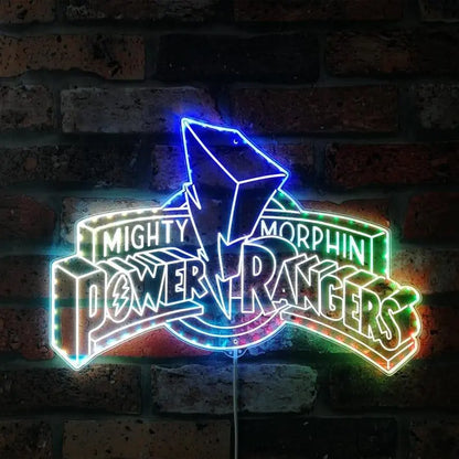 Power Rangers Chroma Shape Light Sign, Man Cave Night Light, Neon Colors Transition Wall Plaque FYLZGO Signs