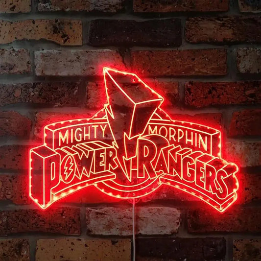 Power Rangers Chroma Shape Light Sign, Man Cave Night Light, Neon Colors Transition Wall Plaque FYLZGO Signs