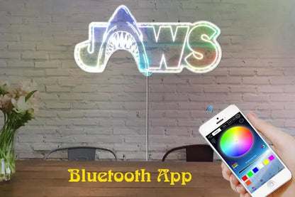 Jaws Chroma Shape Light Sign, Custom Home theater Wall Art Night Light, Neon Colors Transition Wall Plaque FYLZGO Signs