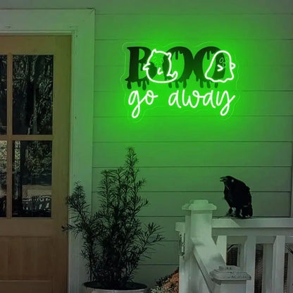 Boo Go Away Neon Sign, Spooky Halloween Boo Neon Sign, Ghost Neon Light For Fall House, Spooky Vibe Halloween Party Decor, Horror Decor FYLZGO Signs