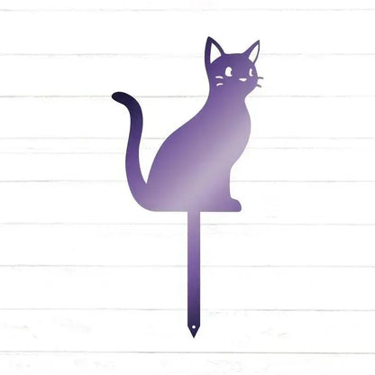 Cute Cat Yard Stake | Garden Decor | Animal Yard Art | Halloween Decor | Black Cat Decor | Halloween Cat | Cat Lover Gift FYLZGO Signs