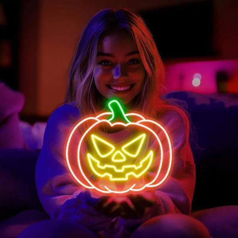 Pumpkin Neon Sign, Halloween Neon Sign, Halloween Party Sign, Pumpkin Decor, Spooky Neon Sign, Halloween Decor, Trick Or Treat Sign FYLZGO Signs