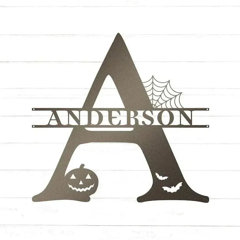Halloween Monogram Metal Sign, Halloween Last Name Sign, Spooky Metal Monogram, Personalized Halloween Decor FYLZGO Signs