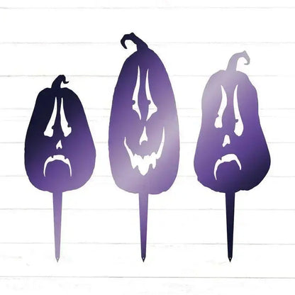 Pumpkin Trio Metal Yard Stakes (set of 3) | Halloween Yard Decor | Jack-o-Lantern Decor | Halloween Decor | Halloween Sign | Fall Art | FYLZGO Signs
