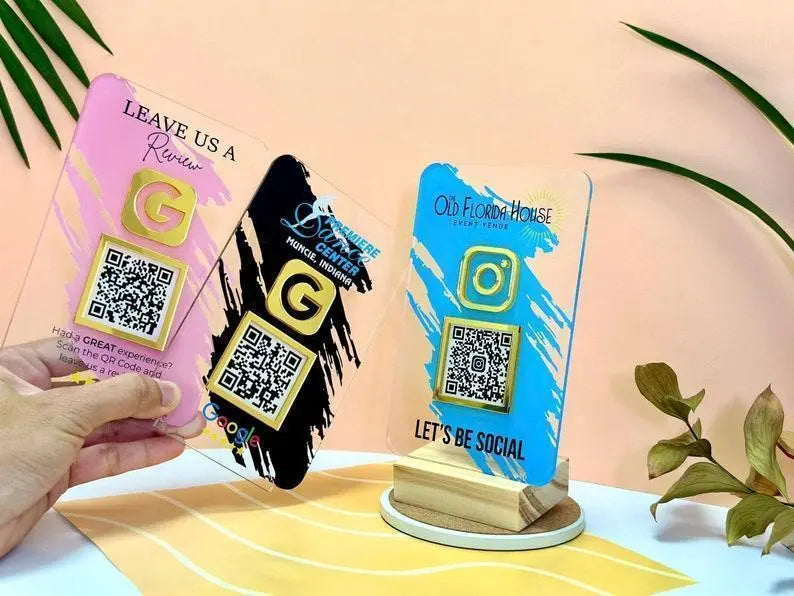 Custom QR Code Sign, Social Media QR Code Sign, QR Code Display Sign Acrylic, Payment Method Sign, Custom Logo Sign, Salon Sign, Beauty Sign FYLZGO Signs