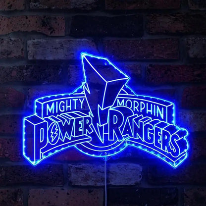 Power Rangers Chroma Shape Light Sign, Man Cave Night Light, Neon Colors Transition Wall Plaque FYLZGO Signs