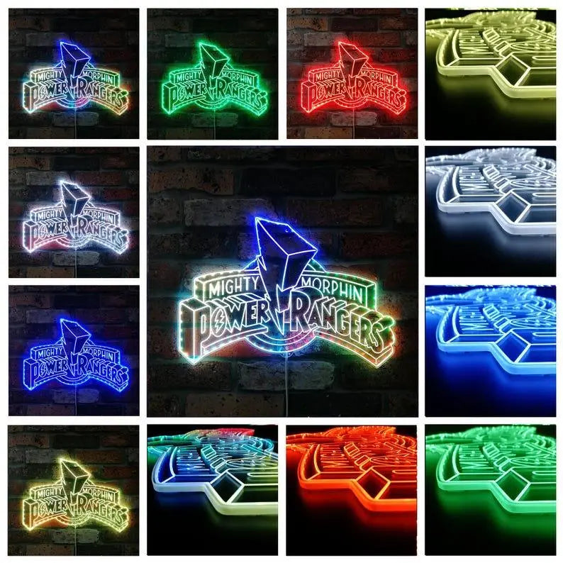 Power Rangers Chroma Shape Light Sign, Man Cave Night Light, Neon Colors Transition Wall Plaque FYLZGO Signs