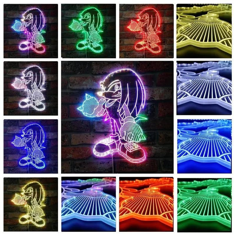 Custom Knuckles Chroma Shape Light Sign, hedgehog Nights Light, Neon 16 millions Colors Transition Wall Plaque FYLZGO Signs