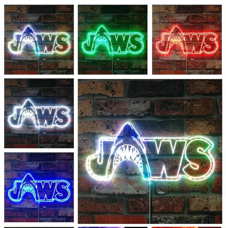 Jaws Chroma Shape Light Sign, Custom Home theater Wall Art Night Light, Neon Colors Transition Wall Plaque FYLZGO Signs