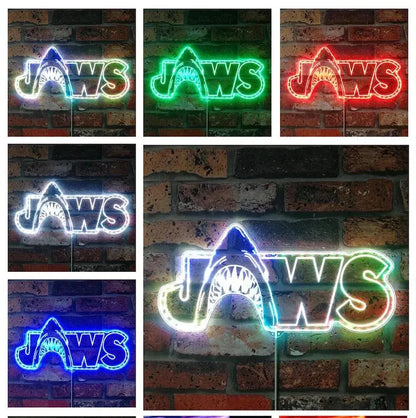 Jaws Chroma Shape Light Sign, Custom Home theater Wall Art Night Light, Neon Colors Transition Wall Plaque FYLZGO Signs