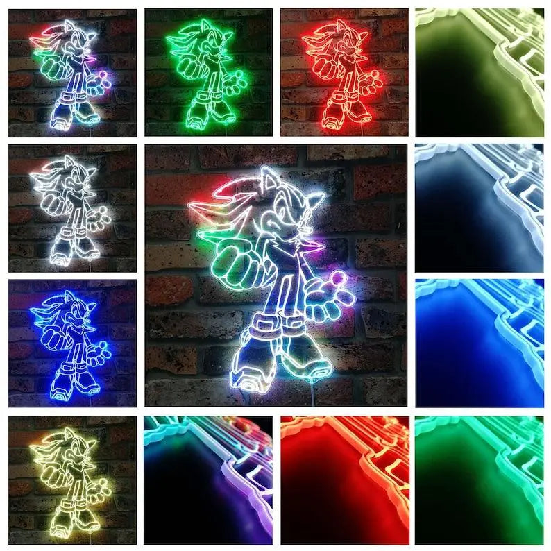 Shadow the Hedgehog Light Sign, Kids Night Light, Neon Colors Transition Wall Plaque FYLZGO Signs