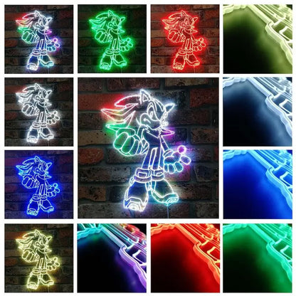 Shadow the Hedgehog Light Sign, Kids Night Light, Neon Colors Transition Wall Plaque FYLZGO Signs