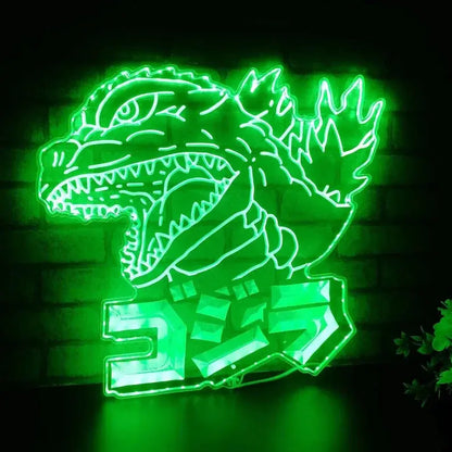 Kaiju Monster King Chroma Shape Light LED Sign, Video Game Room Home Theater Night Light, Neon Colors Transition Wall Plaque, Christmas Gift FYLZGO Signs