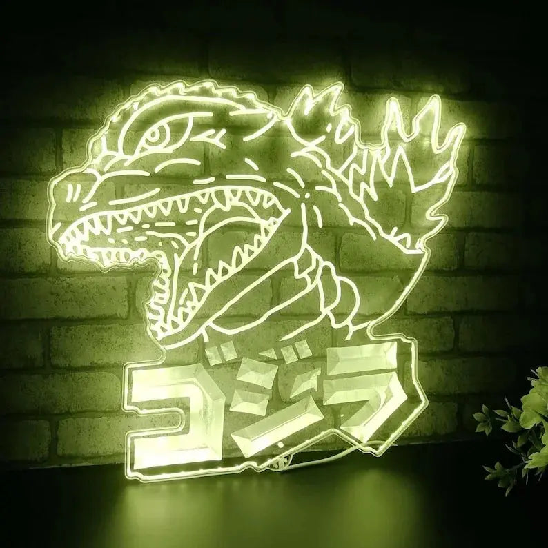 Kaiju Monster King Chroma Shape Light LED Sign, Video Game Room Home Theater Night Light, Neon Colors Transition Wall Plaque, Christmas Gift FYLZGO Signs