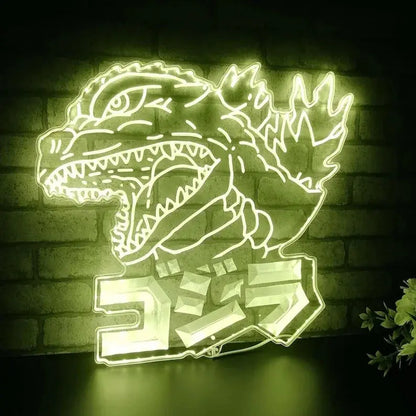 Kaiju Monster King Chroma Shape Light LED Sign, Video Game Room Home Theater Night Light, Neon Colors Transition Wall Plaque, Christmas Gift FYLZGO Signs