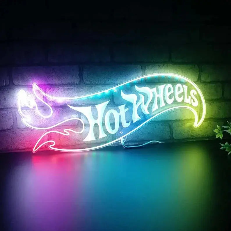 Hotwheels Garage Chroma Shape Light Sign, Car Collector Room Night Light, Neon 16 millions Colors Transition Wall Plaque FYLZGO Signs