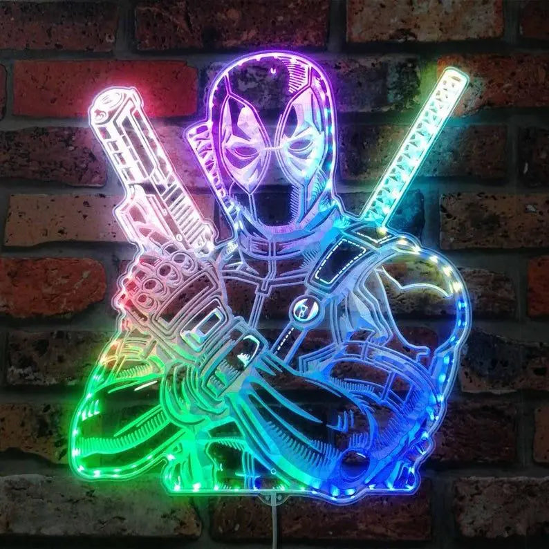 Deadpool Chroma Shape Light Sign, Custom Game Room Night Light, Neon Colors Transition Wall Plaque, Christmas Gifts FYLZGO Signs